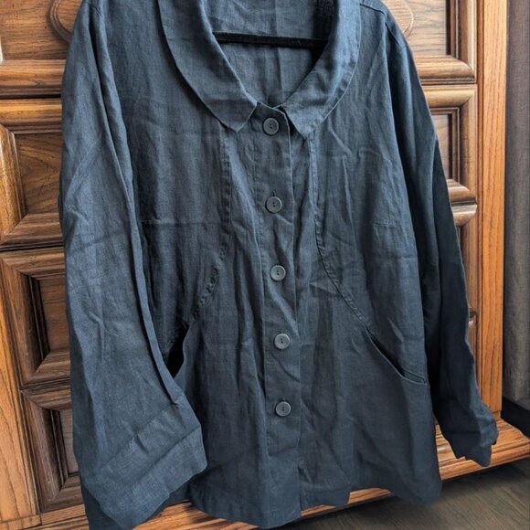 Flax Tops - Flax Women`s 100% Linen Button Front Jacket Shirt Size 1G 18-20 XL
